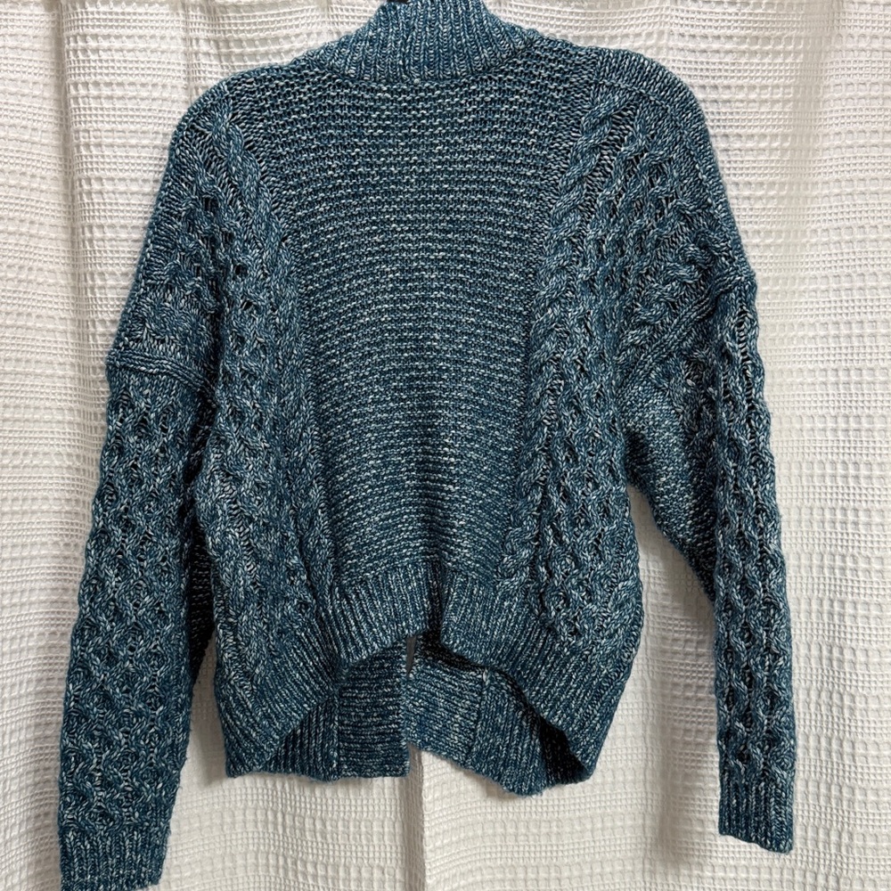 CAbi Astral Teal Cable Knit Women's Cardigan #4095 SZ XS EUC cotton fall casual - Picture 5 of 6